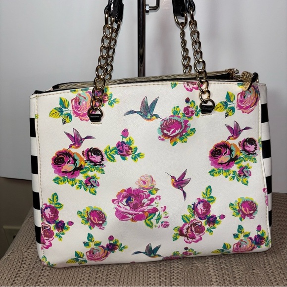 Betsey Johnson Bundle Pink Jumbo Bow & Floral Design Satchel/Shoulder Bag - Picture 4 of 16